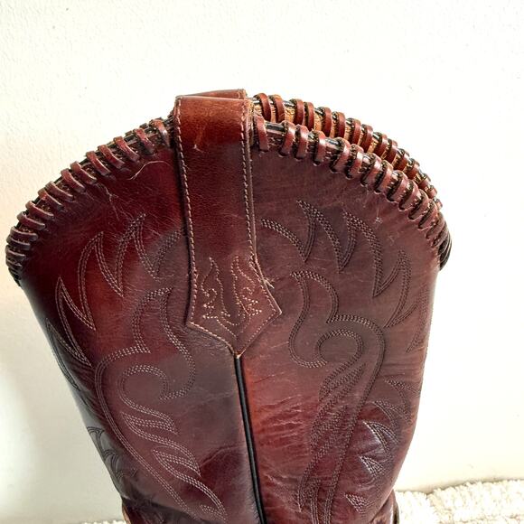 Tony Lama Mens Chocolate Brown Leather Boots Size 9.5 Cowboy Barn Western Ranch - Picture 7 of 15